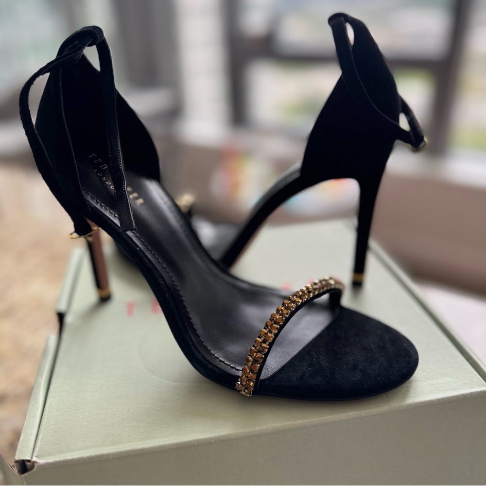 Ted Baker Black and Gold Stiletto Heels